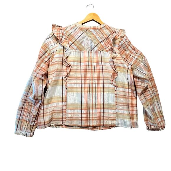 Anthropologie Tops - Current Air Anthropologie Plaid Ruffle Blouse Top XLarge Boho Cottagecore Indie